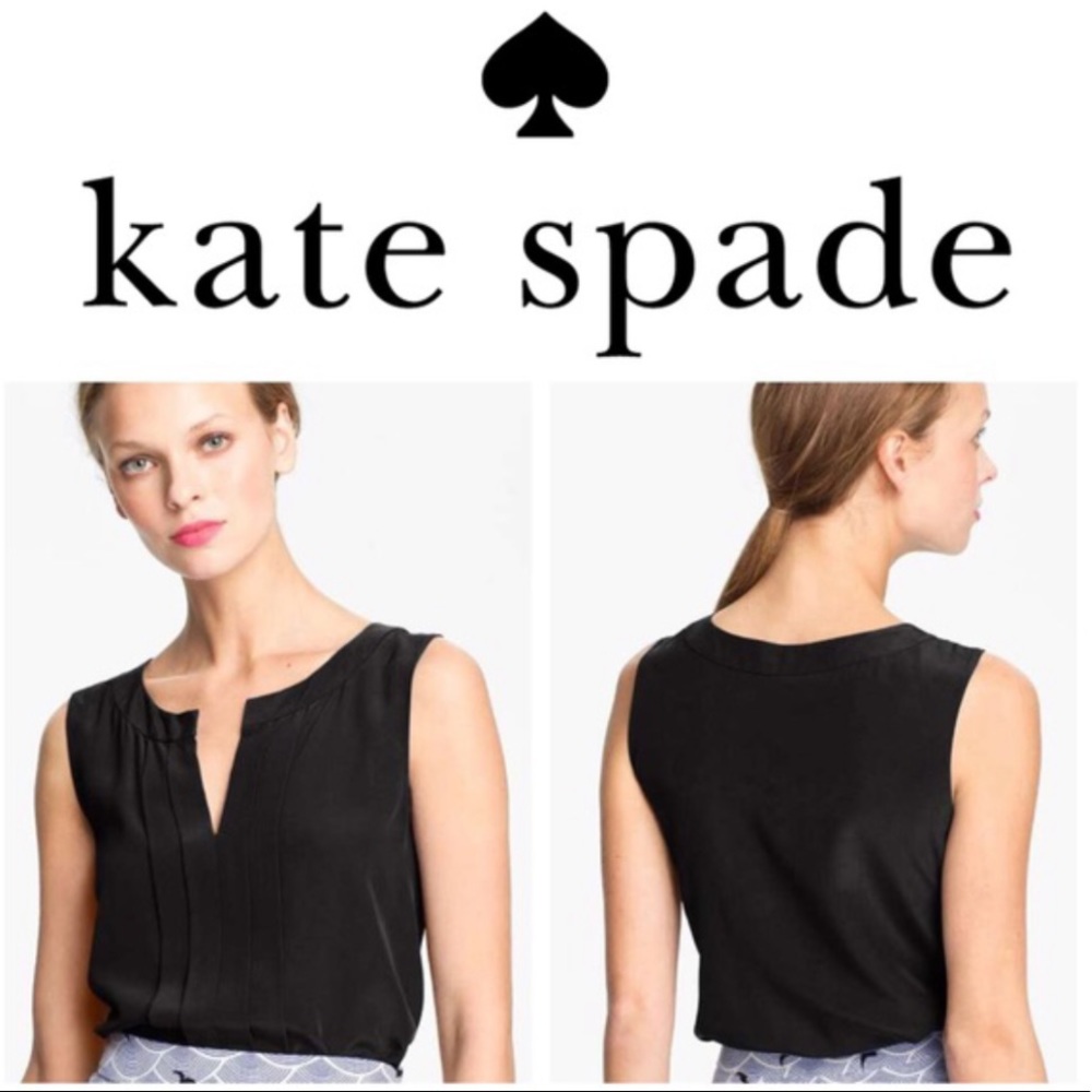 Kate Spade Black Addie silk tank top Pleated 4